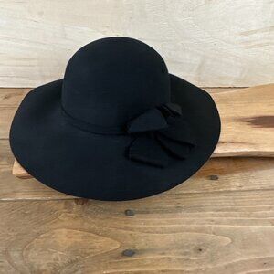 Studio S Black Wool Hat‎ Winter Bow Womens